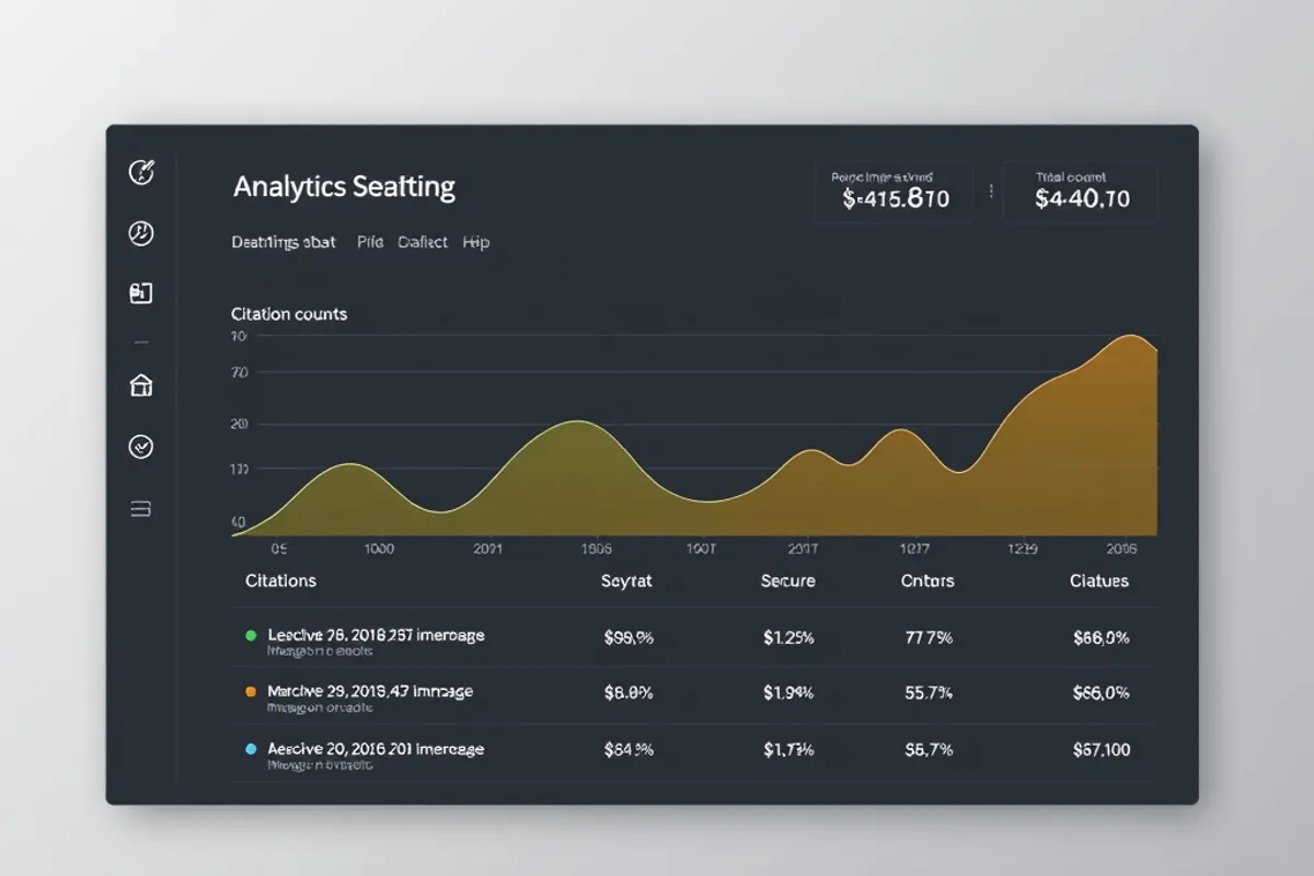 An analytics dashboard showing search impressions and citations